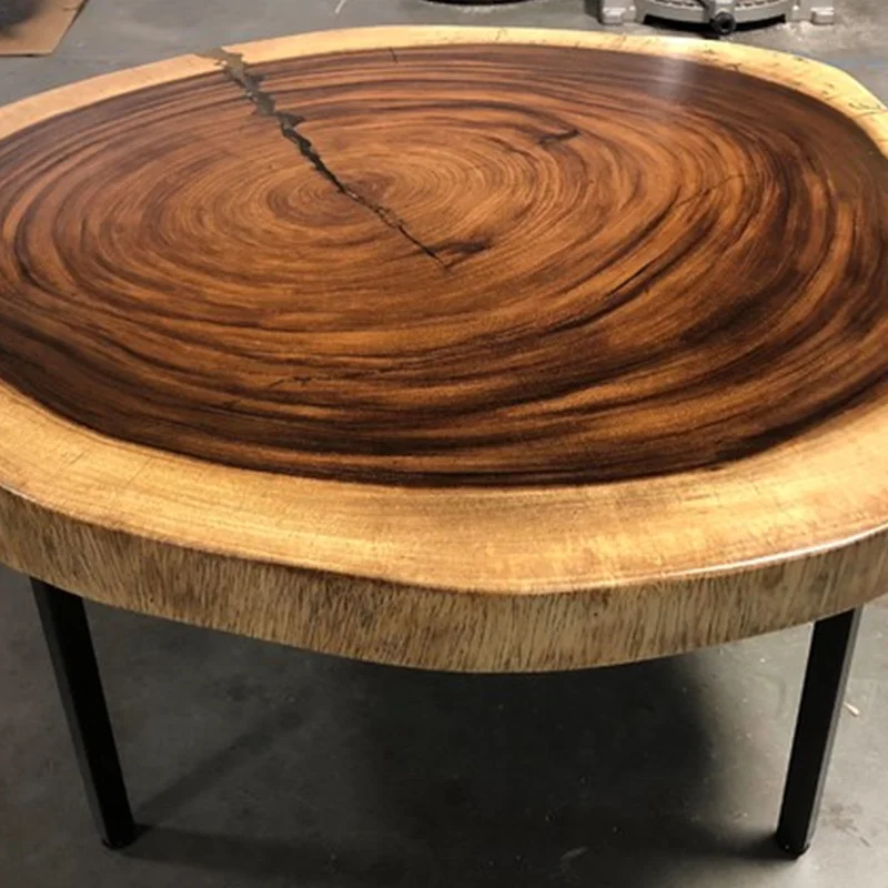 Round Walnut Slab Coffee Table With Resin Solid Wood Coffee Table Size