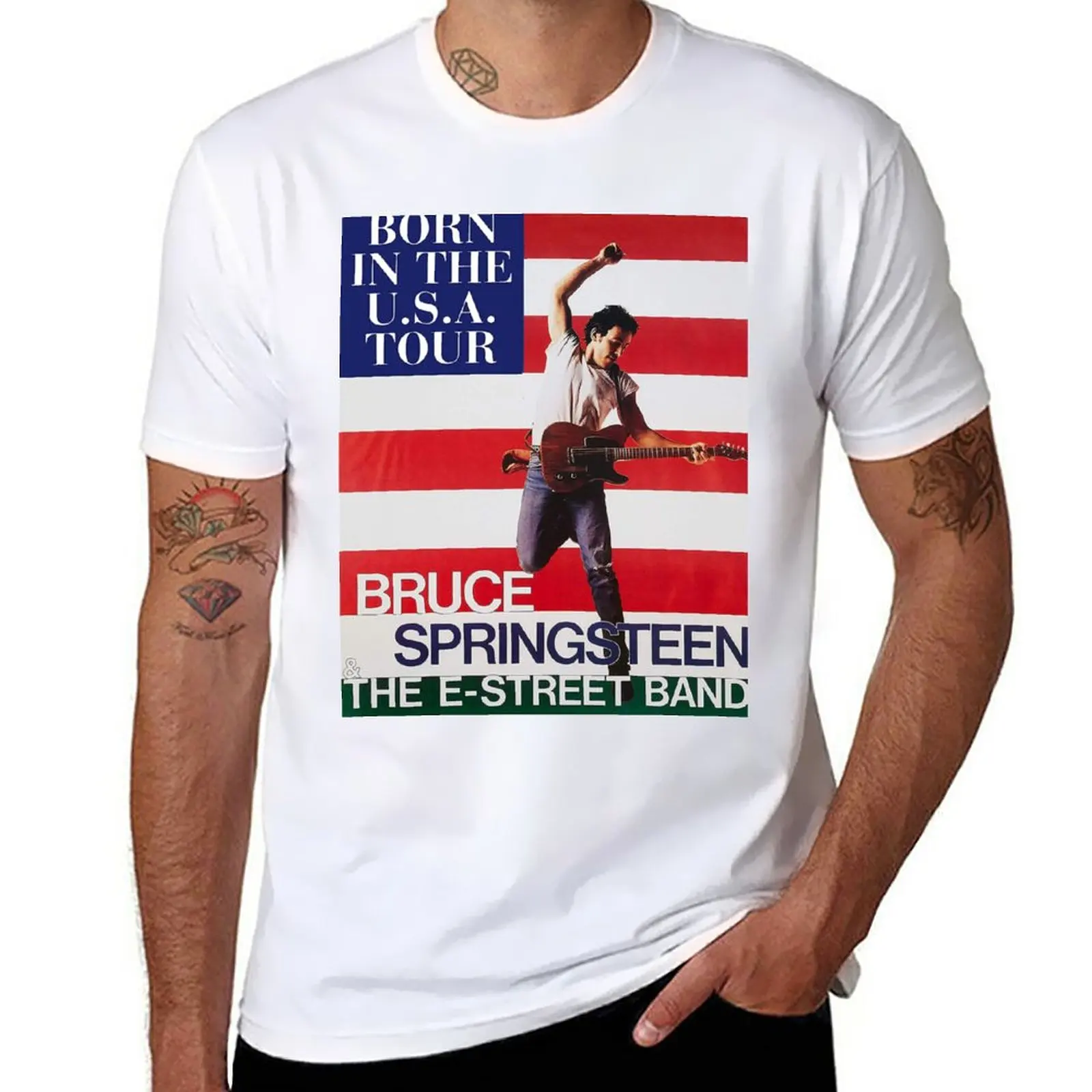 

New Springsteens Born In THe U.S.A. Tour Poster T-Shirt sweat shirts funny t shirts mens tall t shirts