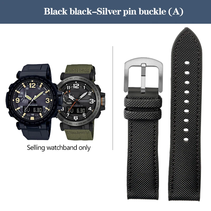 Durable Nylon Rubber Bottom Sports Watchband - 24mm Canvas Silicone Strap