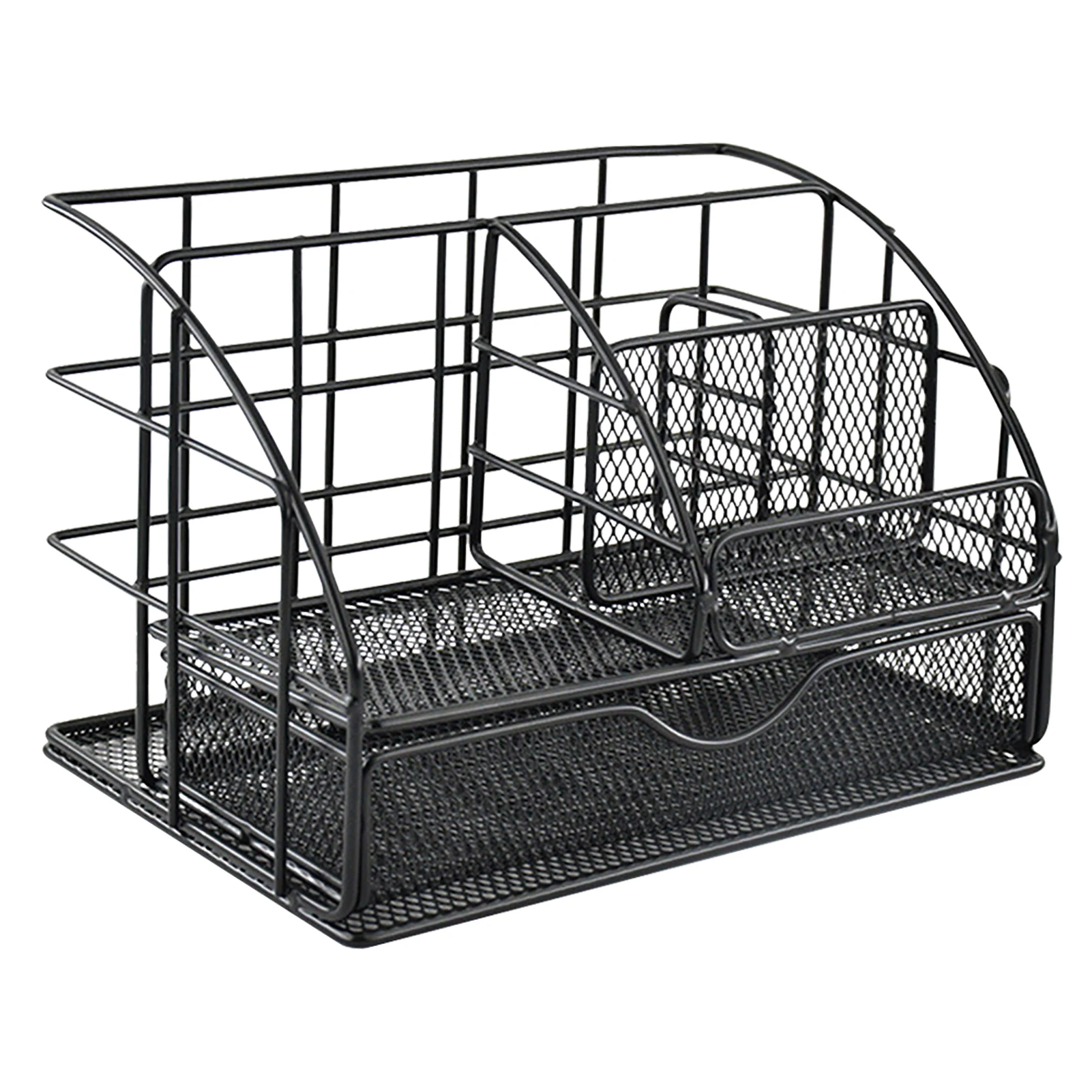

Home Stationery Desktop Desk Organizer Multifunctional 5 Compartments Caddy School Office Mesh Pen Holder Storage Drawer Design