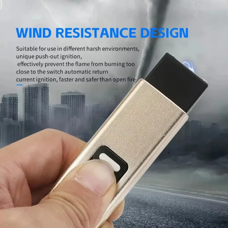 Portable Pulse Single Arc Flameless Windproof Plasma USB Rechargeable LED Lighting Metal Lighter Men's Creative Selected Gadgets 2