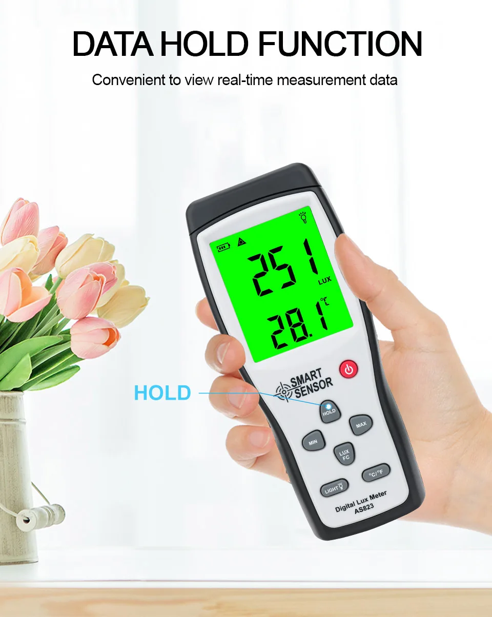 Smart Sensor AS823 Digital Lux Meter Light Meter Illuminance Flow Meter Light Me