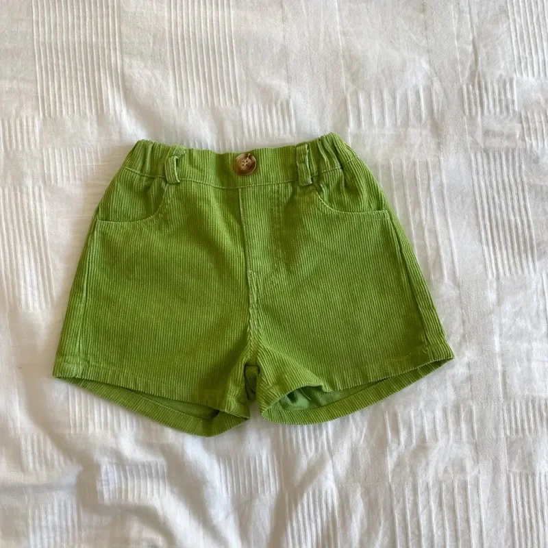 2808B Children Clothes Corduroy Pants Autumn Hot Sale Boy's Pants Simple All Match 1-7Year Girl's Short