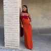 113255-bc72a0.jpg Robe longue de soirée pour femme à bretelles fines, col écharpe, color block, fente haute, longueur ras du sol, pour fêtes