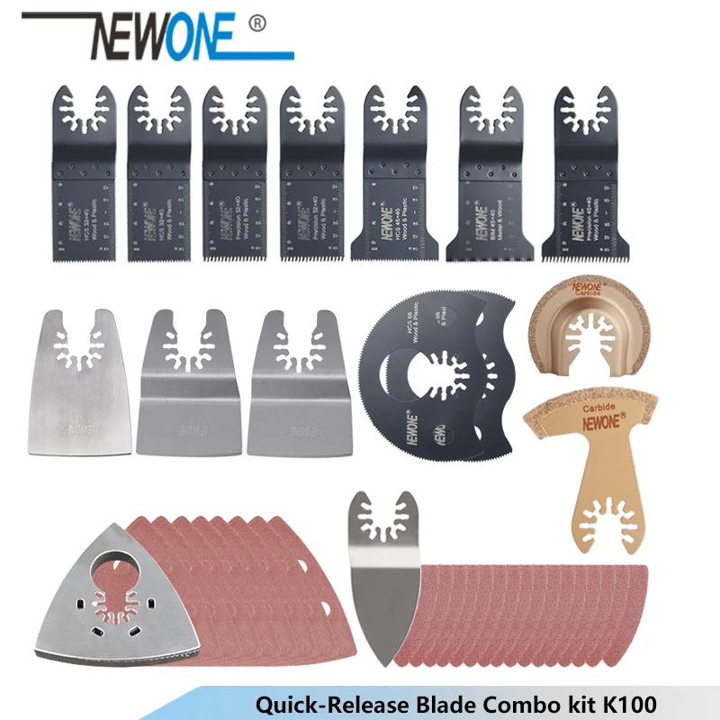 NEWONE K66/K100 more kits Quick-release HCS/Bi-metal Oscillating Tool Multi-function tool saw blades Renovator Trimmer blades