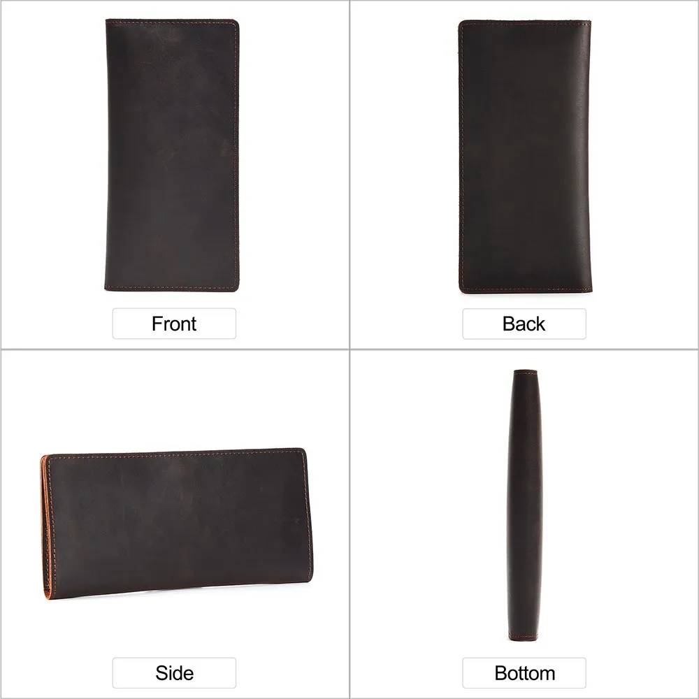 JOYIR Genuine Leather Wallet Men Leather Long Wallet Clutch Bag Vintage Male Purse for Checkbook Credit Cards Minimalist Purses 2