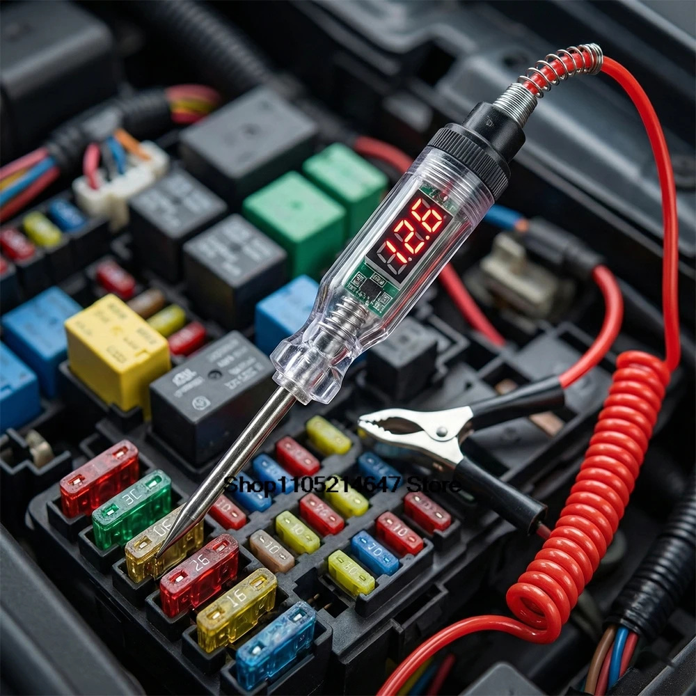 Car Voltage Tester Car Truck Voltage Circuit Tester Auto Car Diagnostic Probe Test Pen Light Bulb Electric Measuring Pen Repair Tools 5-120V