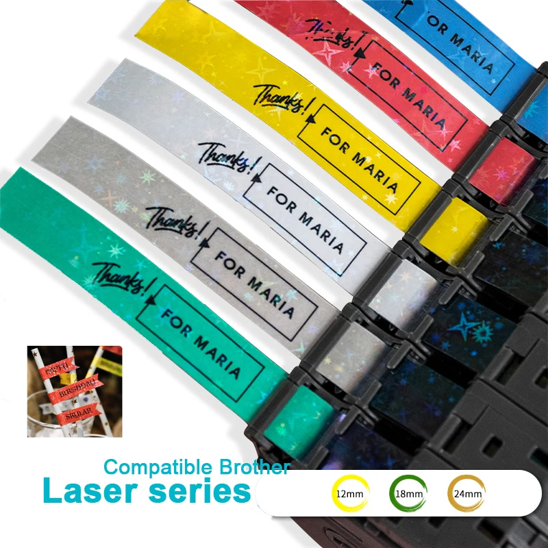 Kze-231 231L1 Compatible For TZe-231 TZe 231L1 TZ221L1 Colorful Laser 12mm Label Tape For Brother Labeller P-Touch H110