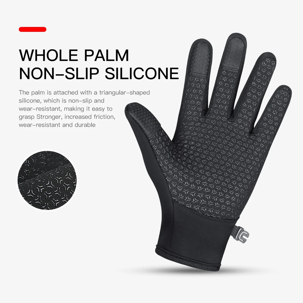 Winter Warm Gloves Windproof Anti-Slip Motocycle Gloves Thicken Plush Thermal Waterproof Touchscreen Reflective Driving Gloves