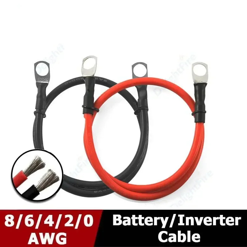 Car Battery Cable Silicone wire Lug Ring M6 M8 M10 Terminal cable 8AWG 6AWG 4AWG 0AWG for Inverter Battery