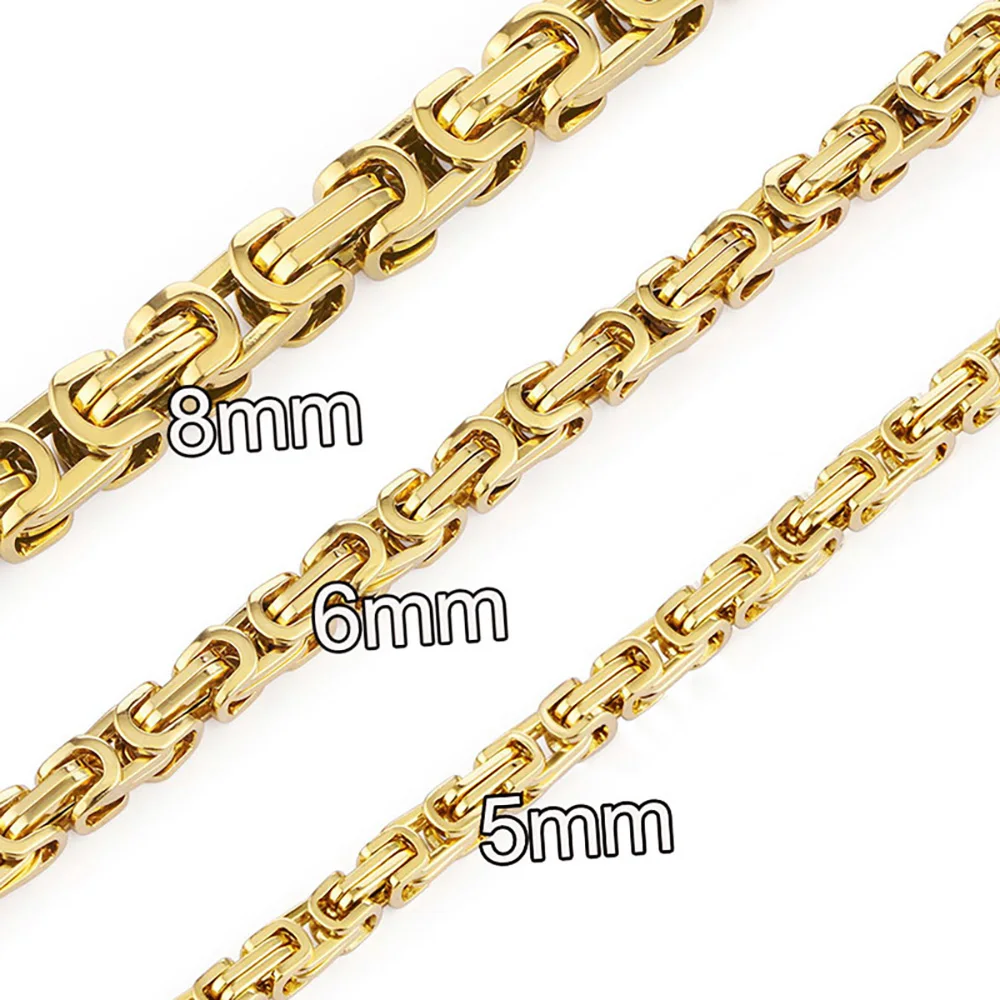 Cottvott Stainless Steel Byzantine Link Necklace For Men/Women 5mm/6mm/8mm Width 55cm/60cm/65cm/70cm/90cm Length Chain Gift 5