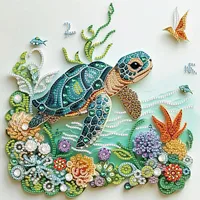 DIY Turtle and Flower 5D Special Shape Diamond Art Kits for Beginners,Diamond Art Painting Kits for Home Wall Decoration Gift 1