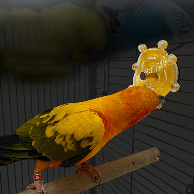 Parrot Toys UFO Spinning Colorful Wheel Relaxation Bite Stainless Steel for Little Birds