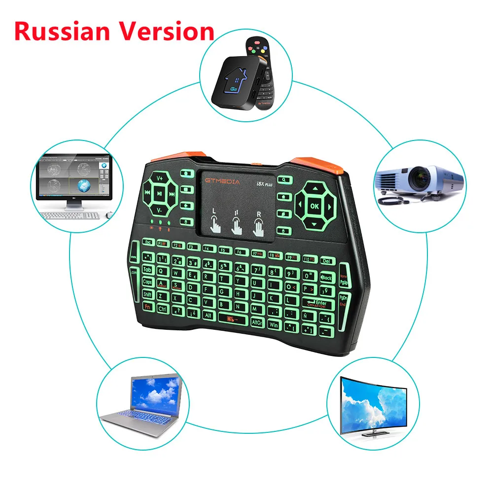 GTMEDIA I8X Plus Handheld Mini Wireless Keyboard 2.4GHz Russian English Language Air Mouse With Touchpad For Laptop Android TV computer keypad Keyboards