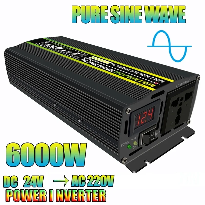 

3000W/4000W/6000W LCD Display Car Inverter DC 12V/24V To AC 220V Pure Sine Wave Power Inverter Voltage Transformer Converter