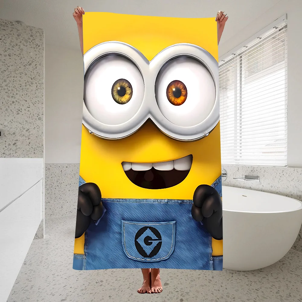 Cute M-minions Towel Quick Drying Pure Cotton Polyester Thick Bath For Children Adults Sports Travel Swimming And Surfing Towels 4