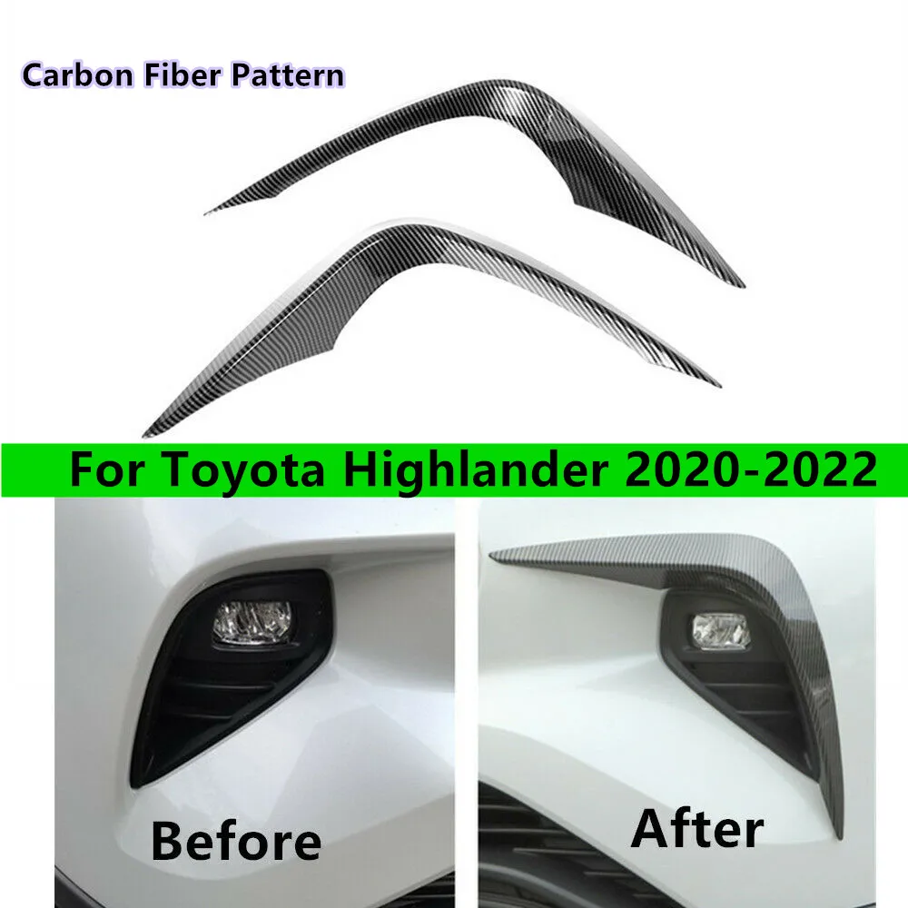 

Блестящая черная наружная передняя противотуманная фонарь из АБС-пластика, 2 шт., отделочная полоса, чехол для стайлинга, внешняя крышка для Toyota Highlander 2020-2022