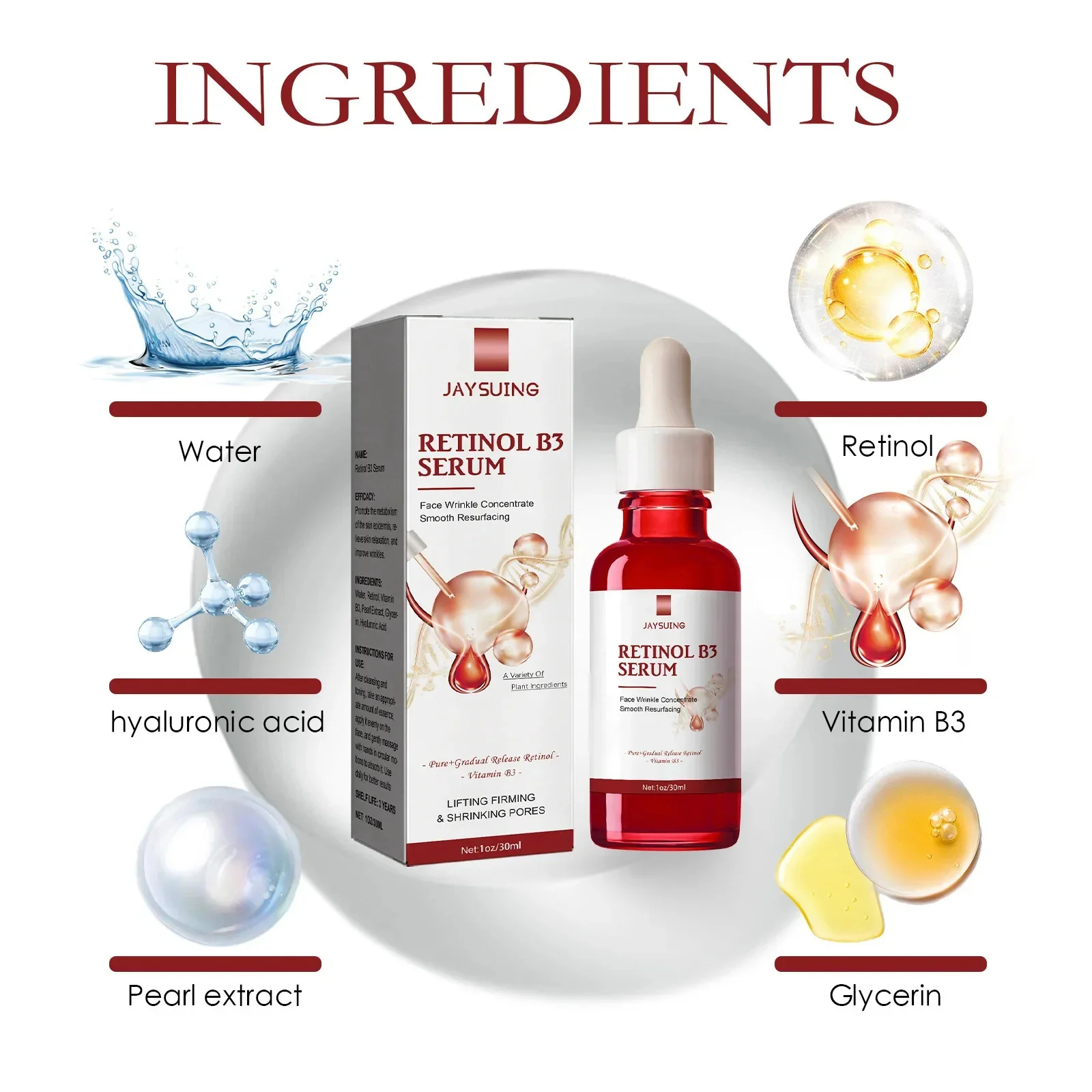 Pure Retinol Face Serum With Vitamin B3 Anti-Aging Face Serum For Lines Wrinkles Premature Sun Damage Remove Dark Spot