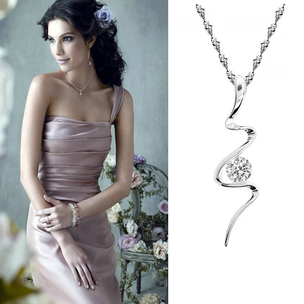 Crystal CZ Snake Pendant Necklace Temperament Silver Color Clavicle Chain Choker Necklaces For Women Wedding Jewelry 6