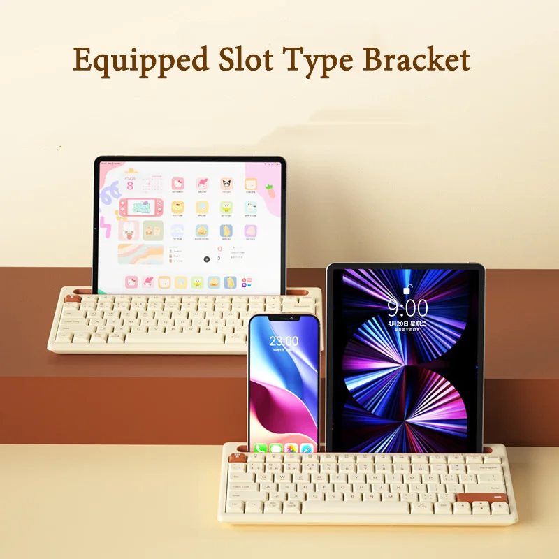 Bow-wireless Bluetooth Multi-device Keyboard 79 Teclas Slot para Suporte de Telefone para Ipad Windows Mac os Ios Android - Imagem 3