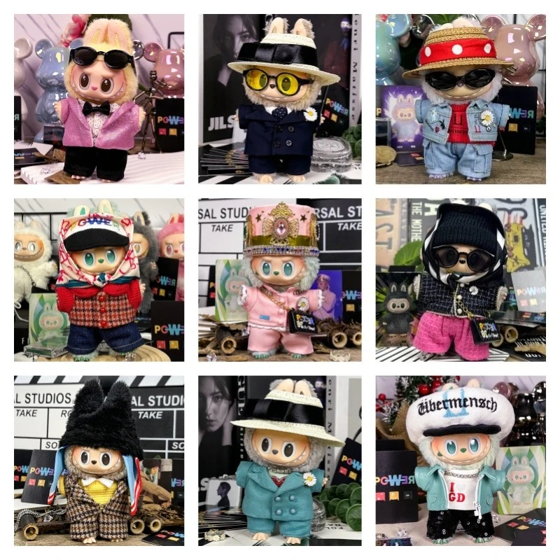 For 17cm Labubu Clothing Korean Idol GD Same Collection Set 3.0 Labubu Clothes Outfit Headscarf Glasses Bag DIY Doll Accessories 1