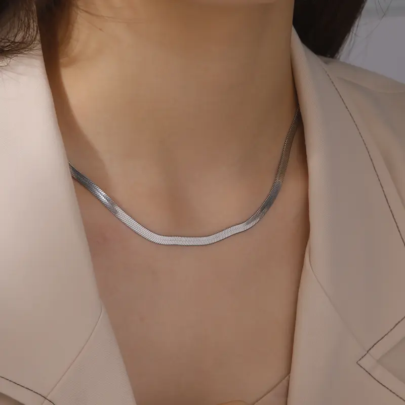 Skyrim Stainless Steel Snake Chain Necklace for Women Men Gold Color Herringbone Choker Neck Chains 2026 Trend Jewelry Gift Hot - Image 13