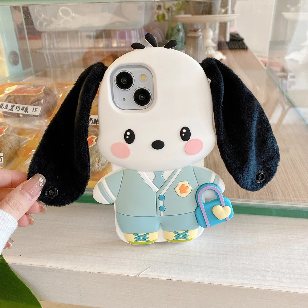 3D Cartoon Dog Silicone Phone Case with Strap - Shockproof & Soft Protective Cover