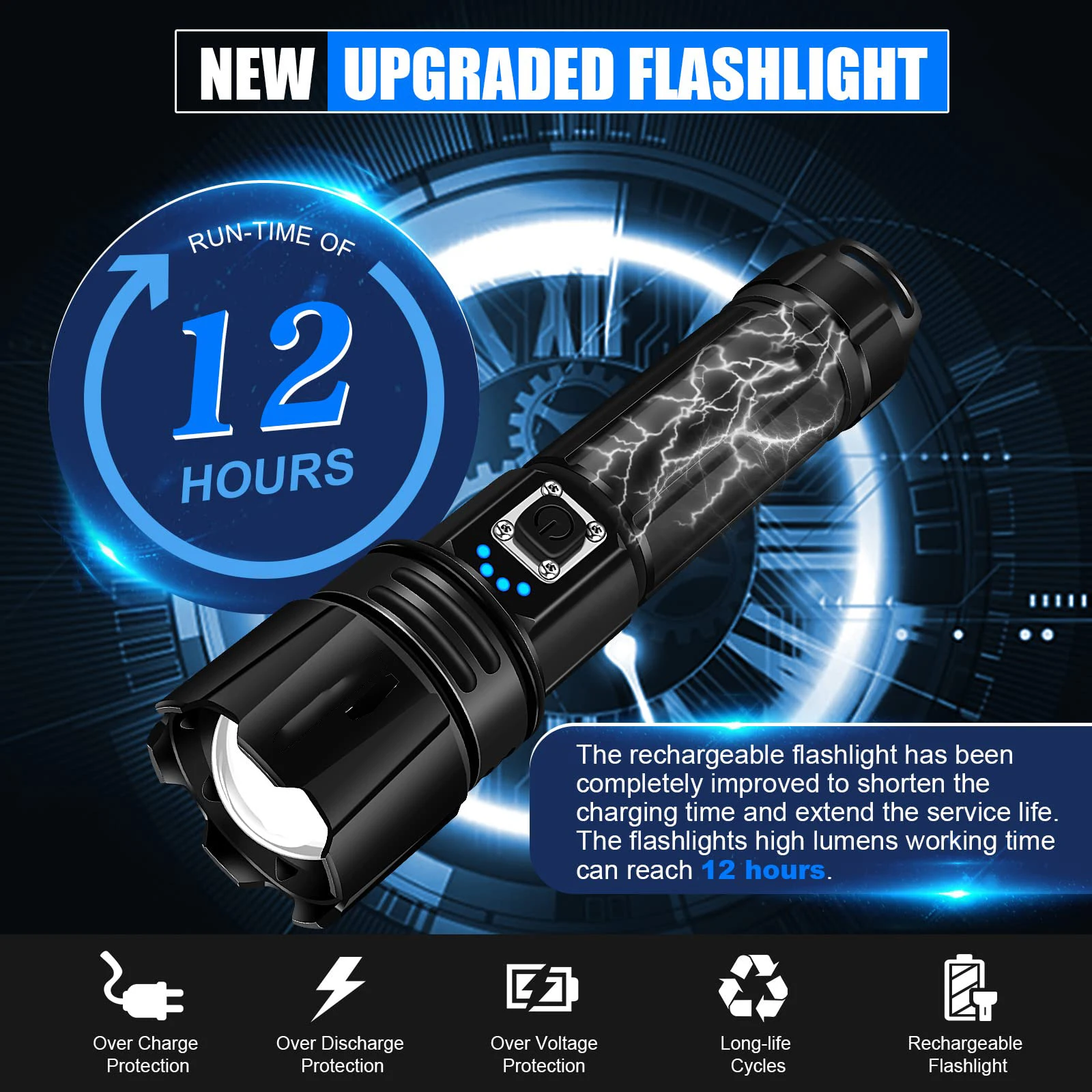thumbnail image 2 of Flashlights High Lumen Rechargeable, 990,000 Lumens Morocco 2 of 10