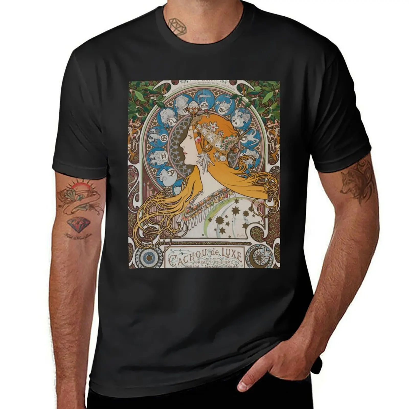 Zodiac, Mucha 1896 T-Shirt kawaii clothes boys whites mens workout shirts