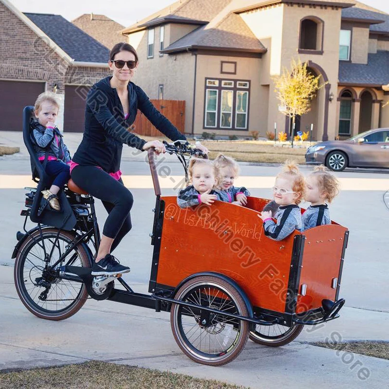 ElectricFamilyCargoTricycleForTransportKidsFamilyCargoBike