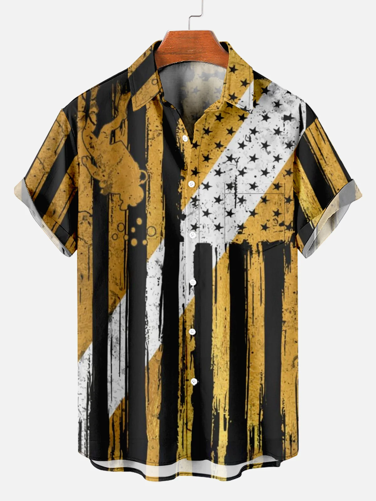 thumbnail image 1 of Camisas con gráficos de celebración del Día de la Independencia para hombres, camisa con cuello vuelto con estampado 3D, camisa de manga corta, camisas de verano para niño, 1 of 5