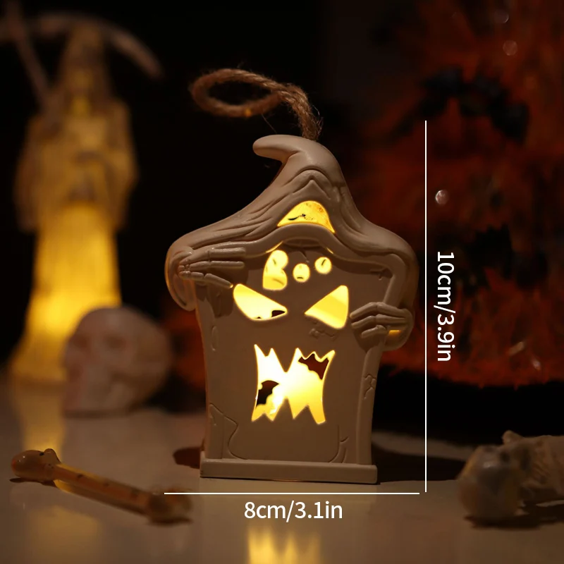 Spooky Halloween LED Light-Up Pumpkin Ghost Skeleton Desktop Ornament