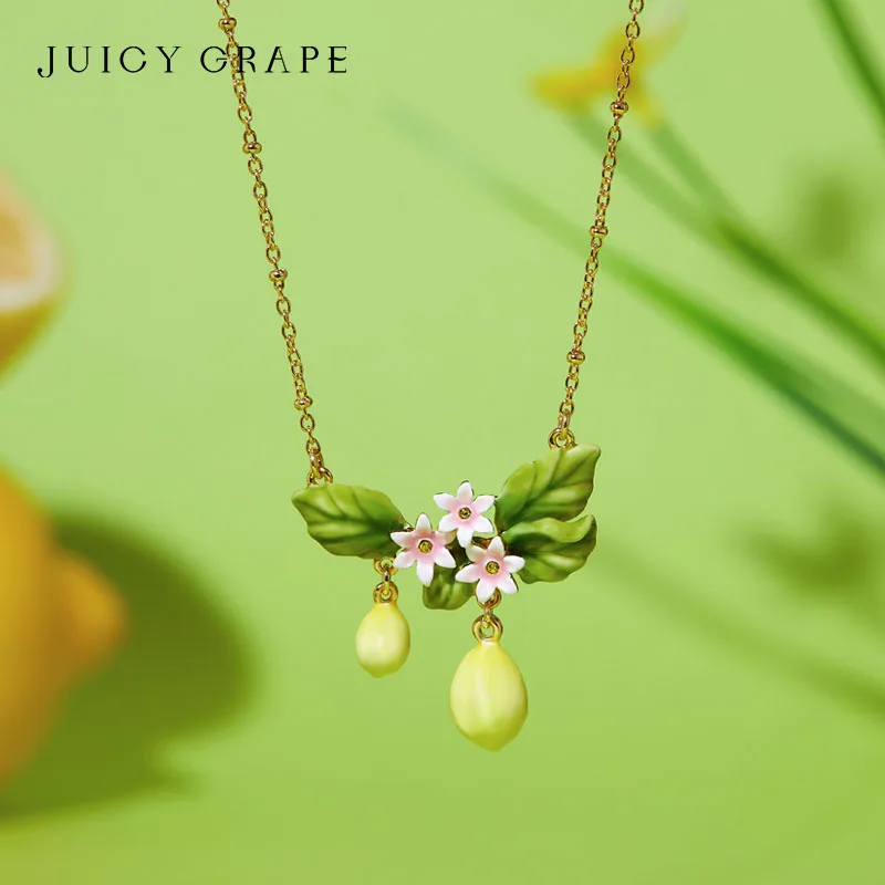 2267899-95760f.jpg S895dc65b64de46a684a54122463101e4H Juicy Grape Lemon Necklace Handmade Enamel Fruits Necklace Lemon Flower Necklace 18K Gold Plated Birthday Gift for Girl Mallzona