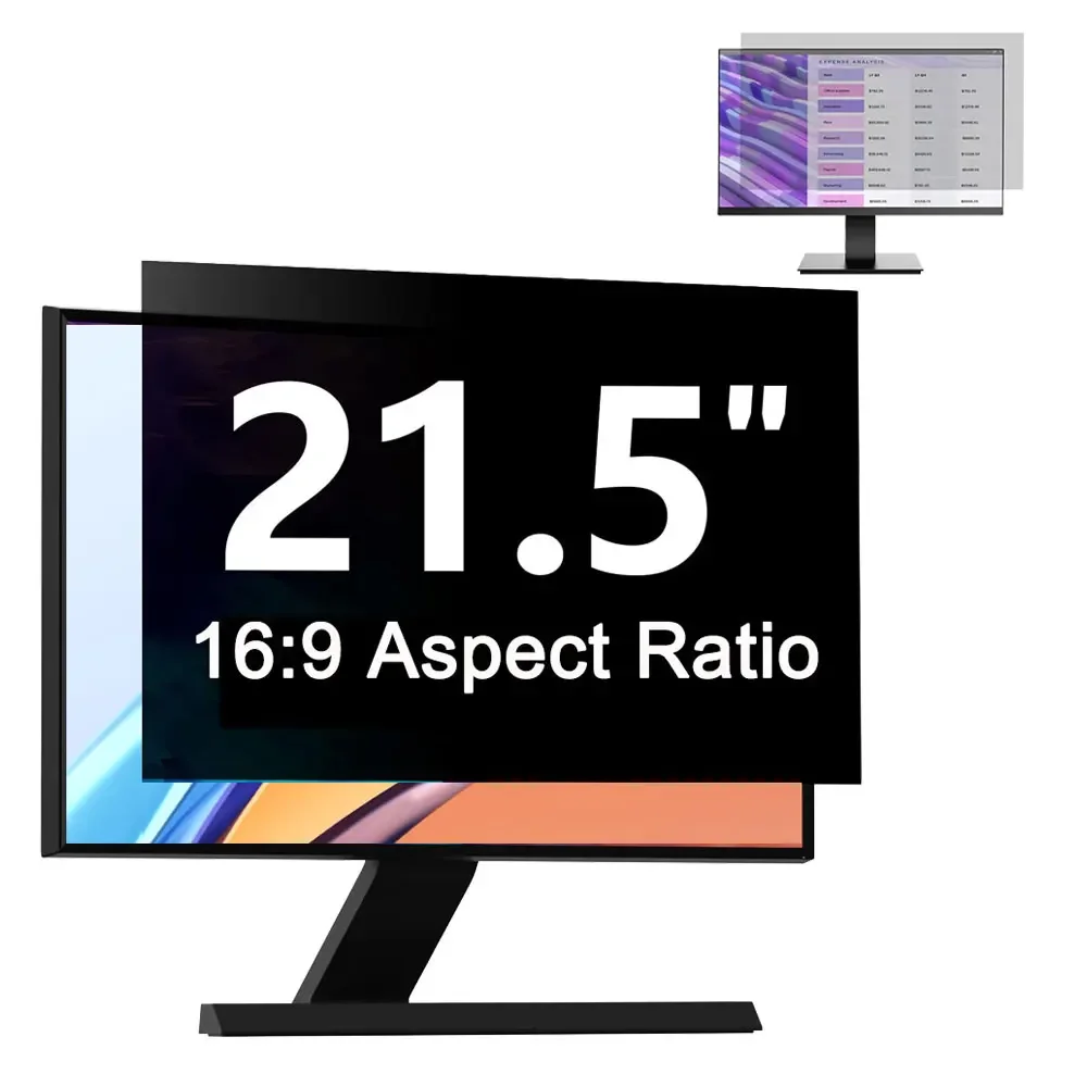 

21.5 Inch Computer Privacy Screen Filter 16:9 Aspect Ratio Anti-Blue Light and Anti Glare Removable For 21.5" Desktops