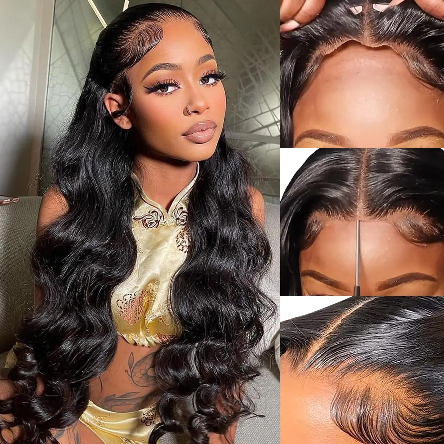 

Wear And Go Glueless Wigs Pre Plucked Pre Cut Body Wave Lace Front Wigs For Beginners 5x5 HD Lace Closure Wigs with Baby Hair