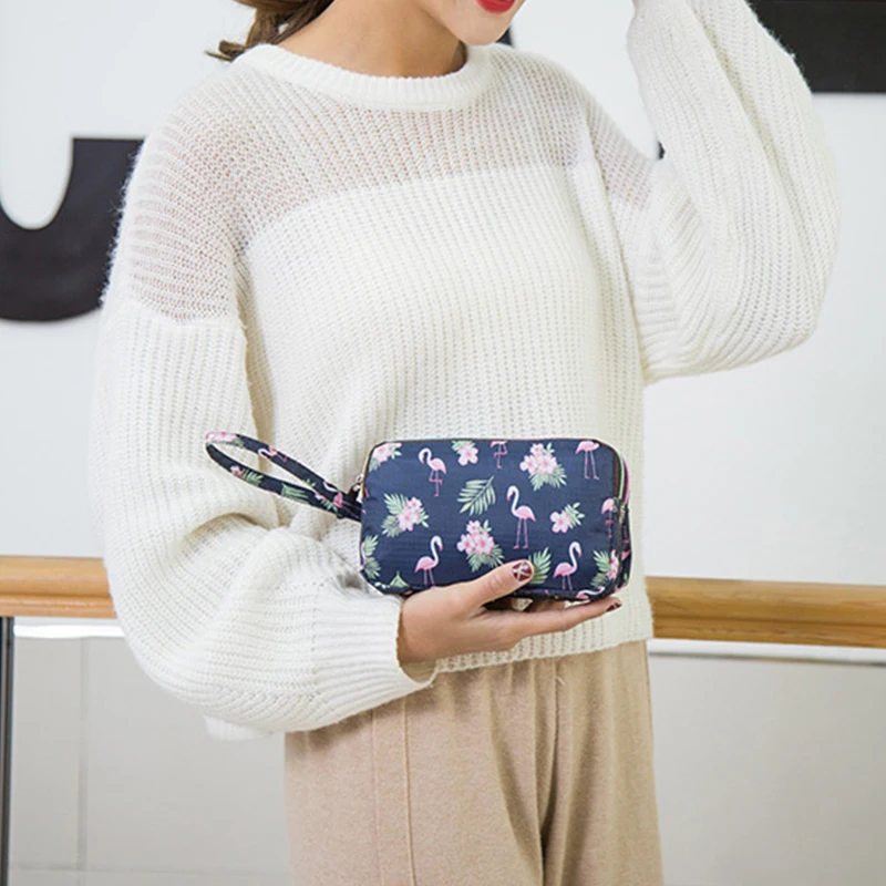 3 Zipper Women Waterproof Purse Cell Pouch Handbag Wallet Wristlet Bag Women'S Fabric Coin Purse Bag Mobile Wallet Clutch Bag
