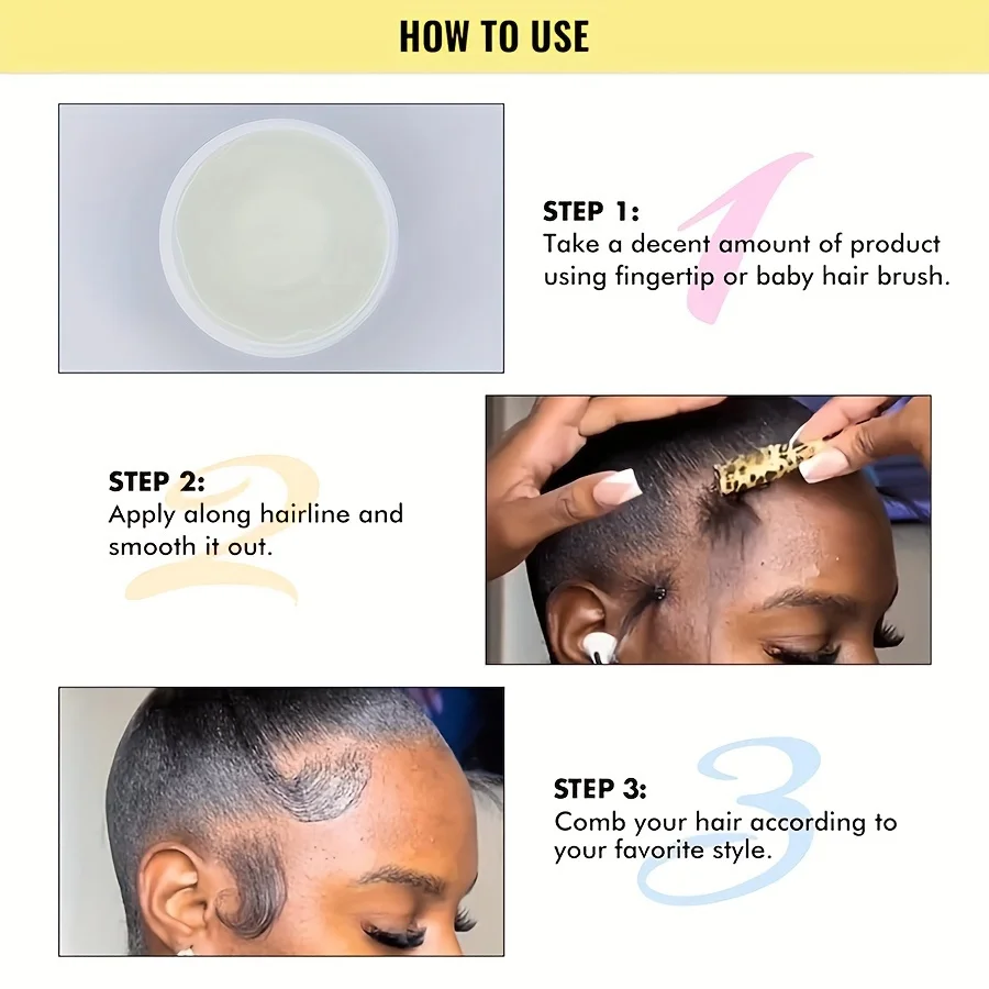 GZE African Black Castor Extra Hold Braid,Contains Black Castor Oil & Coconut Oil Edge Control, Hair Wax Gel for Women 5