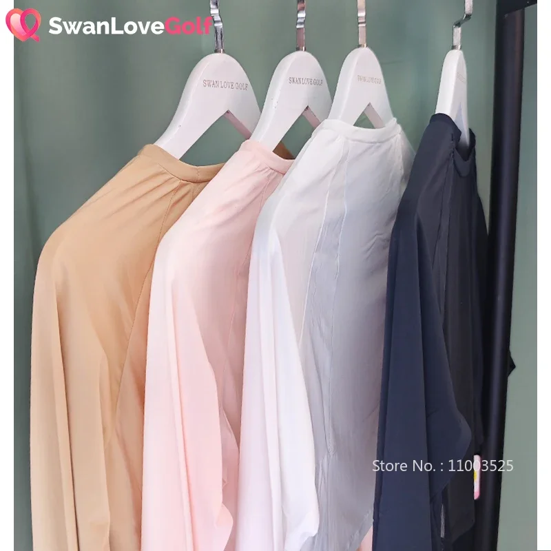 SG Golf Sunscreen T-shirt Women Ice Silk Golf Crop Top Cooling Bottomings Breathable Mesh Long Sleeve Shirts Anti-UV Underwear