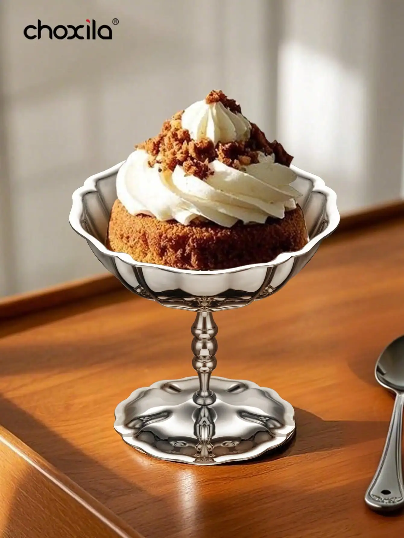 1pc Stainless Steel Dessert Cup, Ice Cream Bowl, Yogurt Snack Candy Cups Salad Fruit Pudding Bowls for Party/Holiday/Festival
