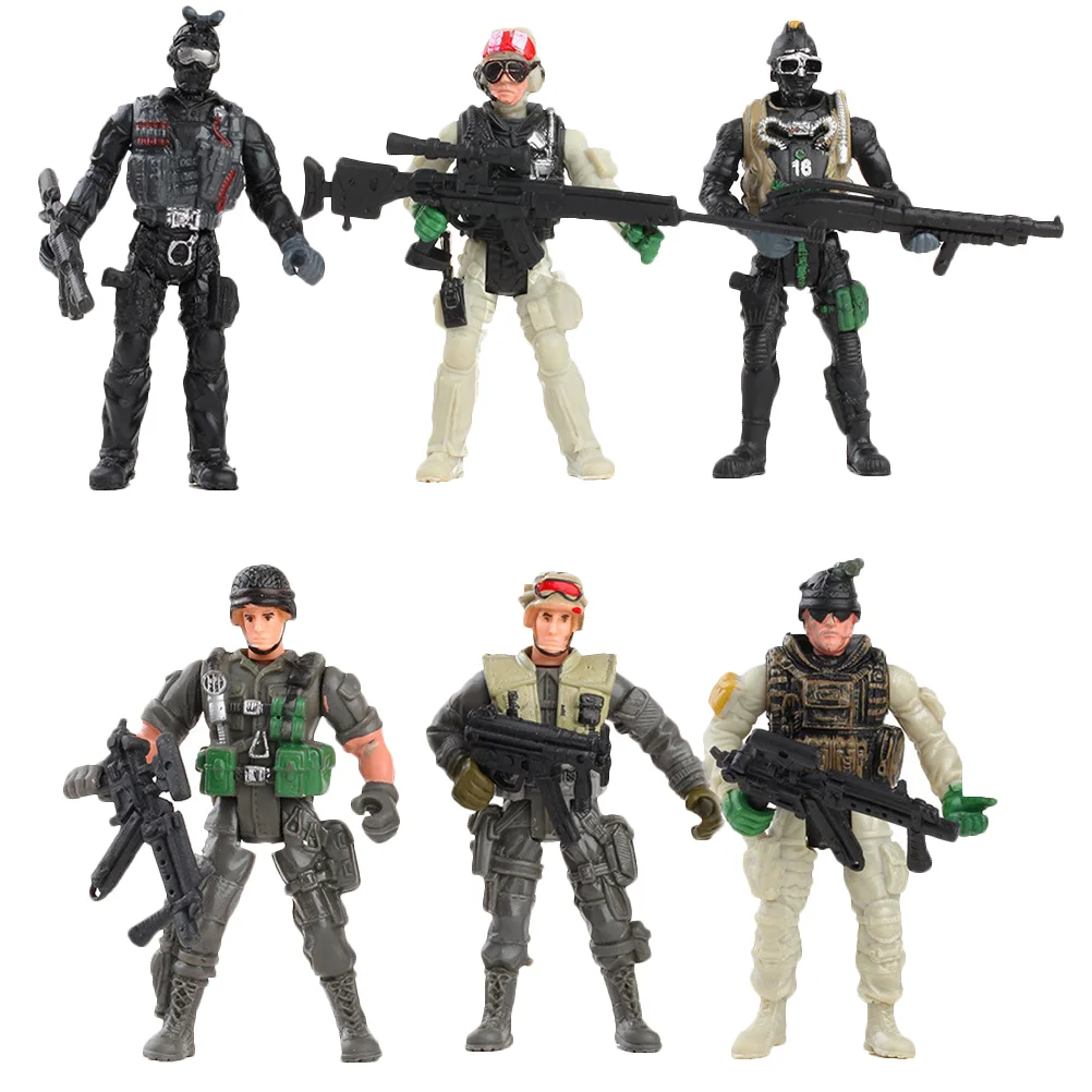 

6Pcs Soldier Figurine Toys Figures Plastic Soldier Models (Random Type)