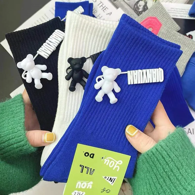 

Японские Хлопковые Бриджи осень-зима съемный медведь хип-хоп Дышащие носки для скейтборда мягкие длинные носки для женщин и мужчин