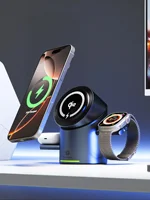 2026 Upgrade Qi2 3 In 1 Magnetic Touch Button Wireless Charger Tempered Glass Surface for IPhone17 16 15 IWatch Airpods Android - Image 4