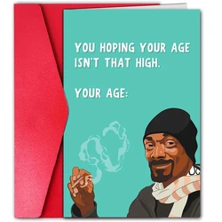 Unique Smoking Man Graphic Birthday Card - Creative Greeting (Red)