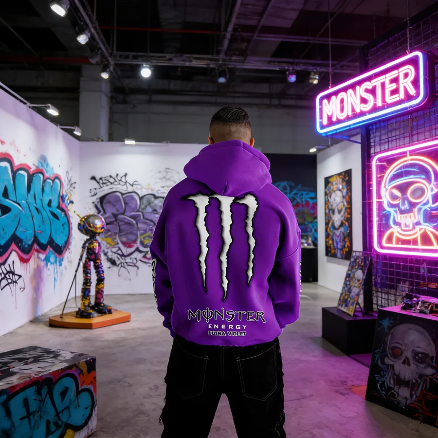 Monster Energy Hoodies – Charcoal Gray Streetwear Pullover For Men & Women