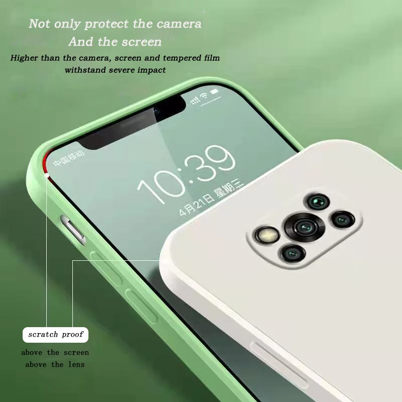 For Poco X3 Pro Original Square Fashion Phone Case For Poco X4 Pro X3 F3 Brand New Liquid Silicone Phone Case For Men And Women best iphone 12 pro case