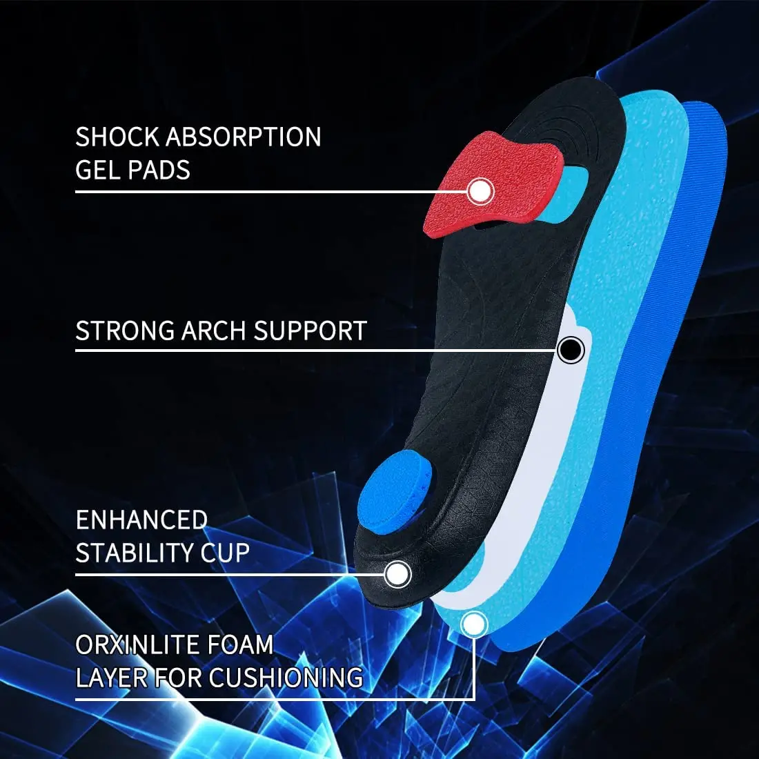 Walkomfy Plantar Fasciitis Insoles Arch Support Orthotic Inserts For Running/Standing All-Day Comfort,Work Boot Insole Women Men