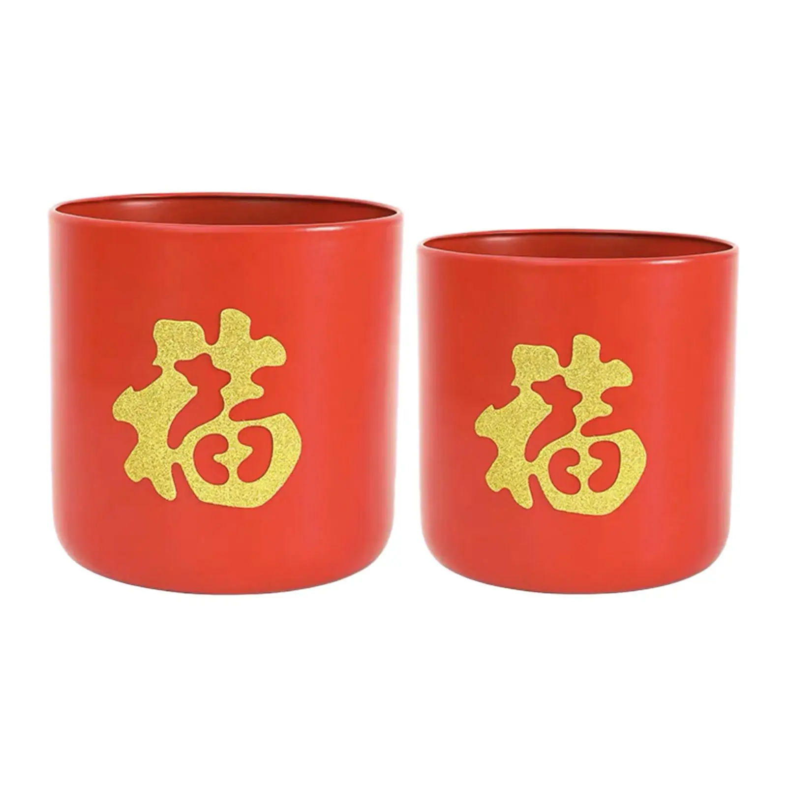 2 Pieces Chinese New Year Decoration Flower Pot Multipurpose Fu Character Vase Decor for Home Office Shelf Living Room Decor
