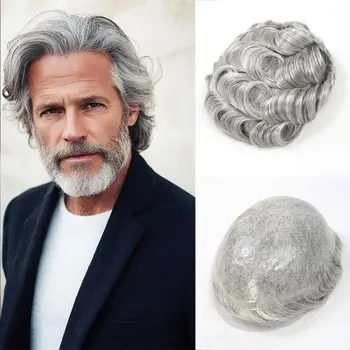 # 1B80 Parrucchino Per Gli Uomini Dei Capelli Umani 0.06-0.08mm Pieno DELL'UNITÀ di elaborazione Protesi Capillare Parrucca Dei Capelli Pezzo di Capelli Maschile Singolo Nodo Parrucca di Capelli Della Pelle