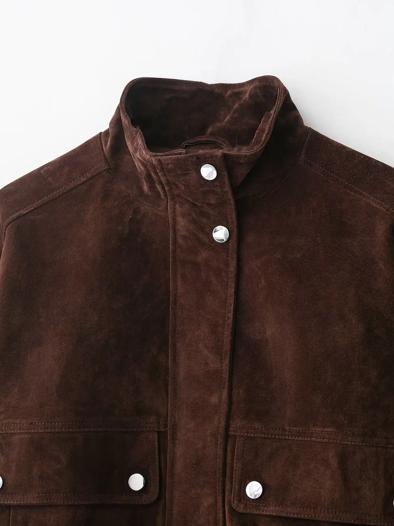 Women's Streetwear Chic Short Coats New Fashion Big Pocket Stand Collar Casual Jackets Female Autumn Winter Jackets Coat