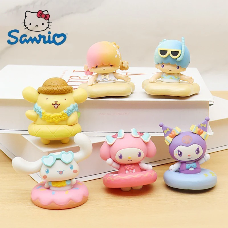 

6 шт./набор, фигурки Sanrio Kuromi Cinnamoroll My Melody Kawaii, Аниме фигурки, куклы, Фантастическая серия, игрушки для детей, подарки, кавайная модель